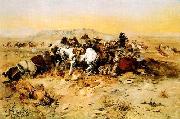 Charles M Russell A Desperate Stand oil painting artist